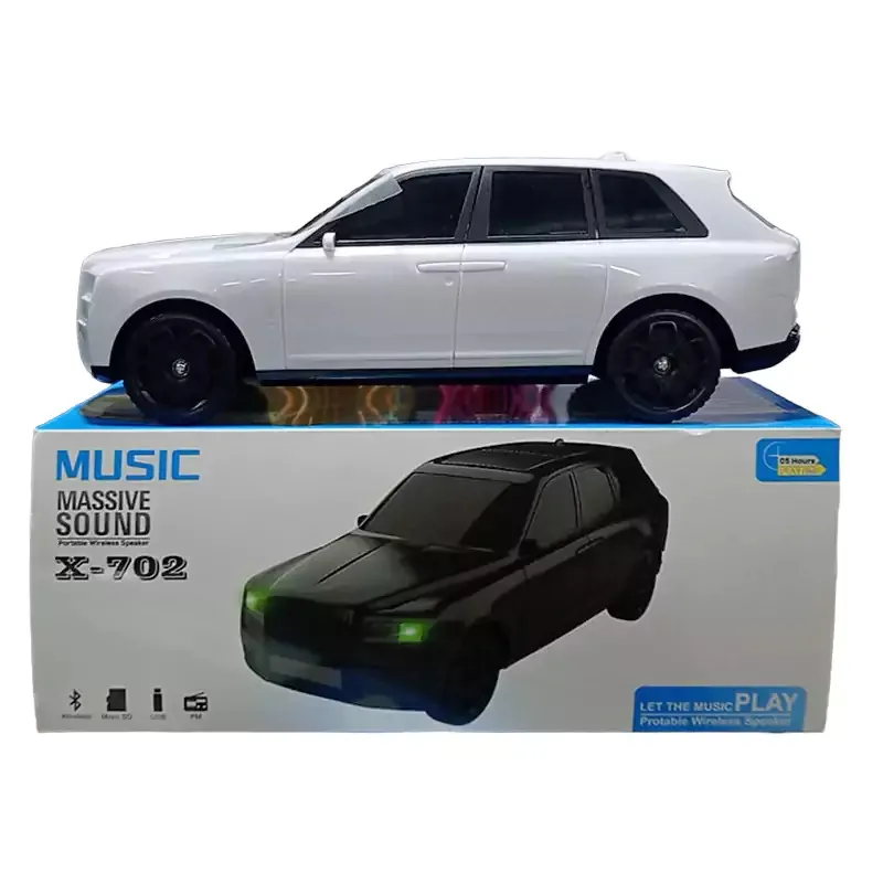 Music Massive Sound X-702 Car Shape Portable Wireless Bluetooth Speaker Stereo Bass Sound Woofer Hifi Music Active BT Gift Creative Design FM